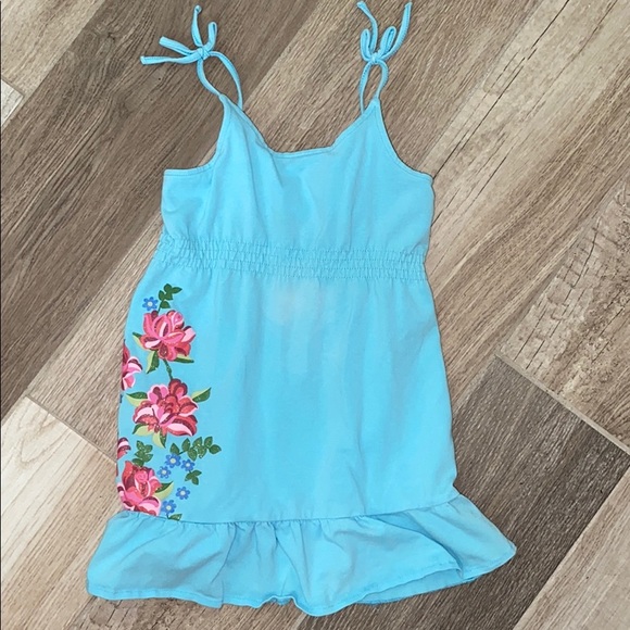 Toddler 4T blue Sundress! Painted flowers! - Picture 5 of 5